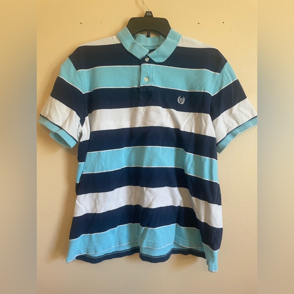Men’s Blue Striped Polo Chaps Shirt